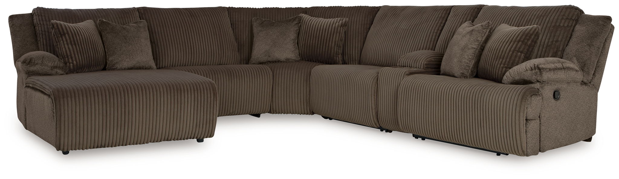 Top Tier - 6-Piece Reclining Sectional With Laf Press Back Chaise - Fabric - Chocolate
