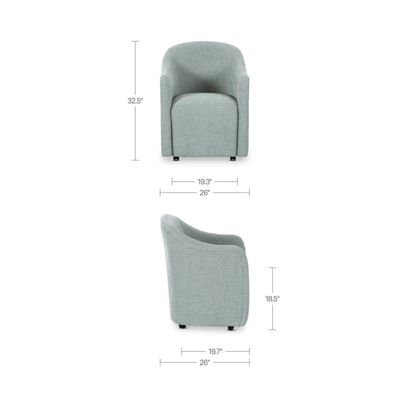 Drava - Rolling Dining Chair - Light Blue