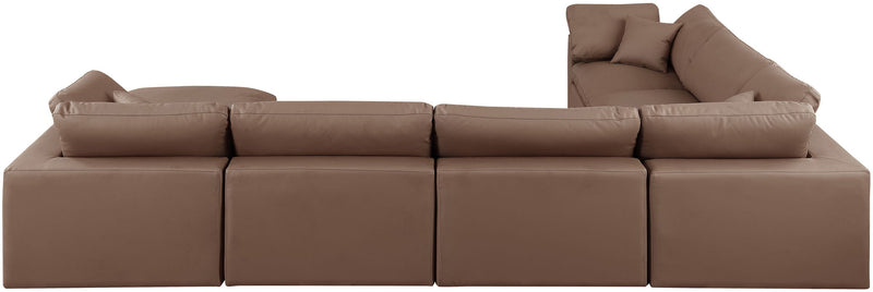 Comfy - 7 Piece Faux Leather Modular Sectional With Chaise