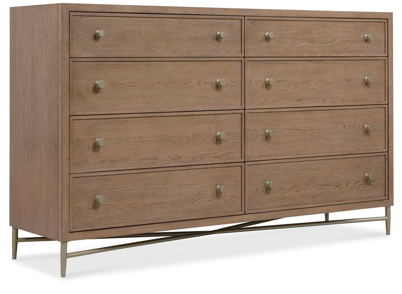 Sonnet - Eight-Drawer Dresser - Dark Gray / Light Brown