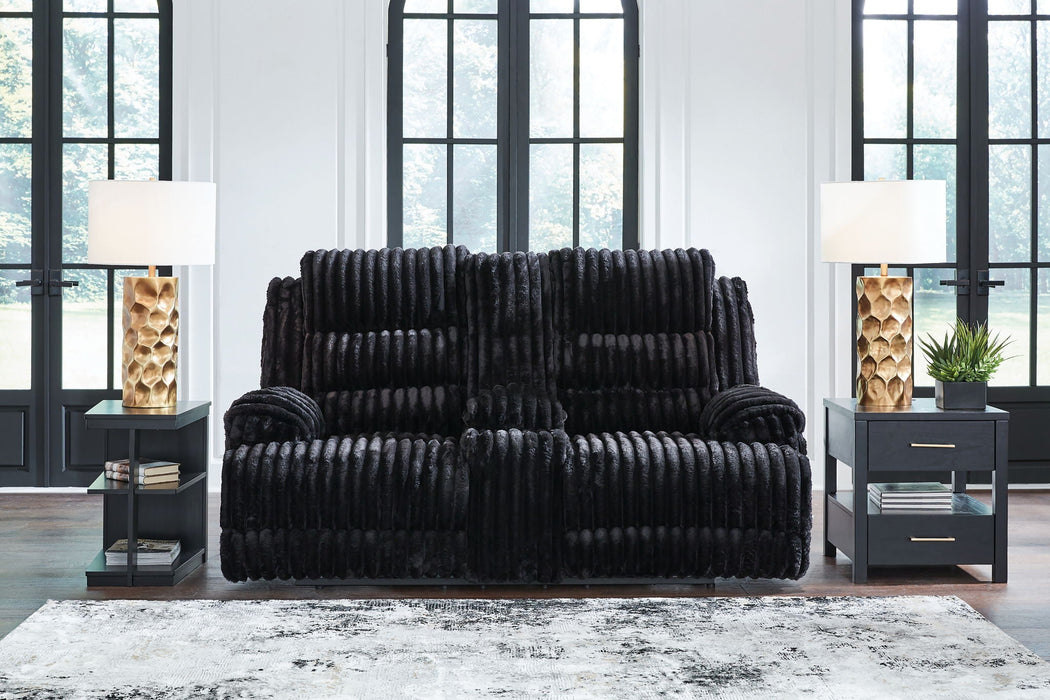 Rhine Falls - Double Reclining Power Loveseat With Console - Onyx