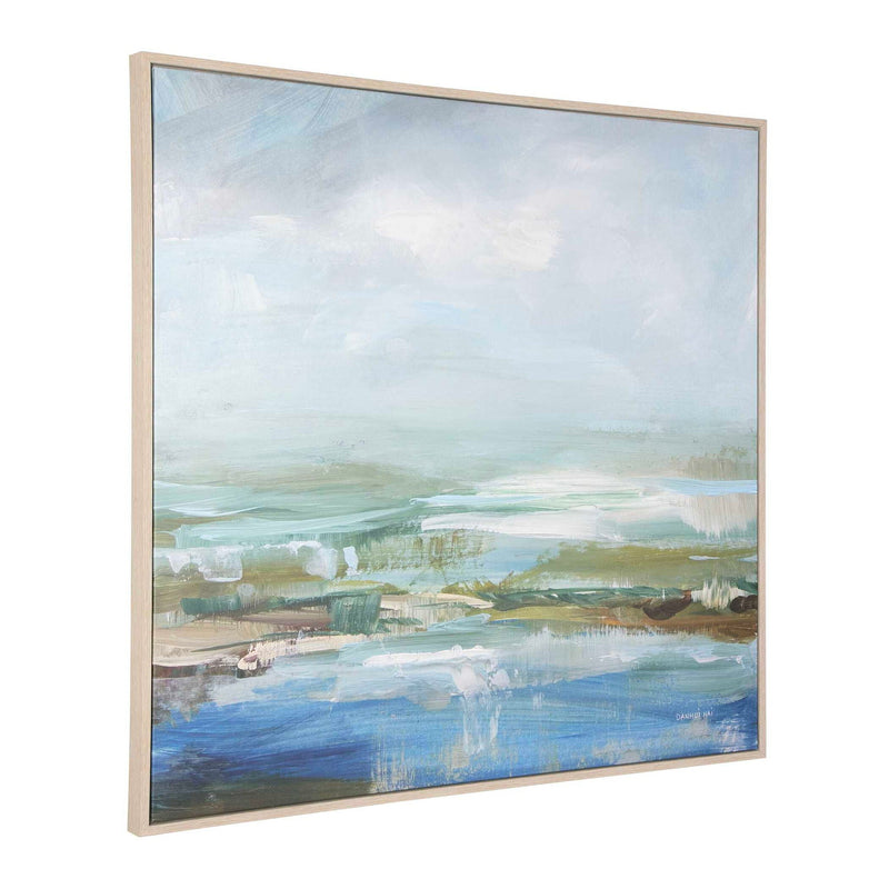 Lush Valley - Framed Canvas - Light Blue