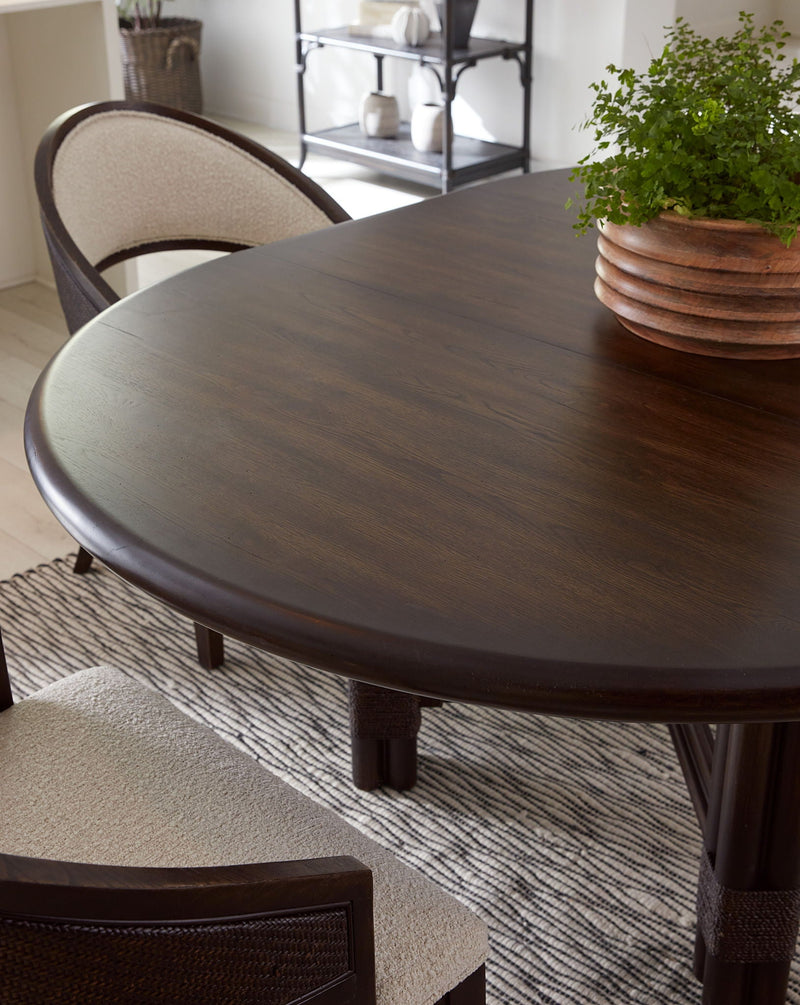 Retreat - Pole Rattan Round Dining Table With 1-20in Leaf