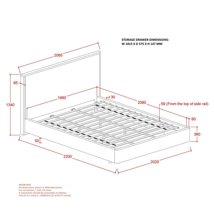Andover 78" Platform Bed W/Drawer Oat
