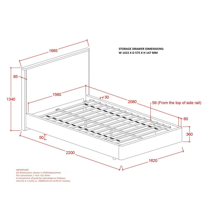 Andover 60" Platform Bed W/Drawer Oat