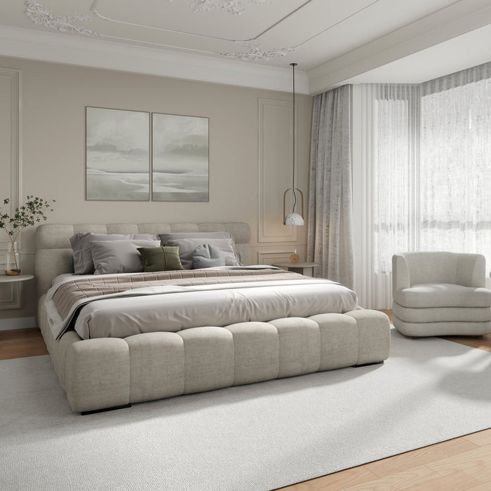 Pasha 78" Platform Bed Beige Pearl