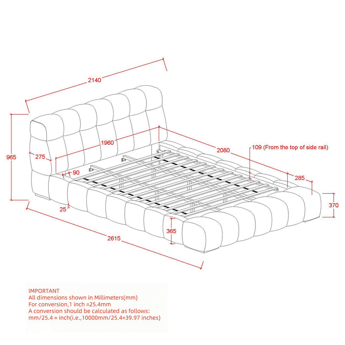 Pasha 78" Platform Bed Beige Pearl