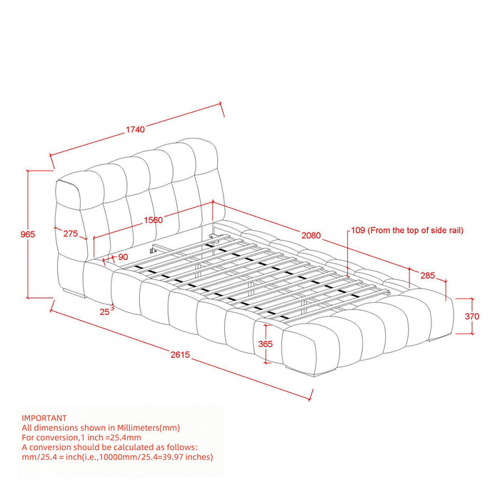 Pasha 60" Platform Bed Beige Pearl