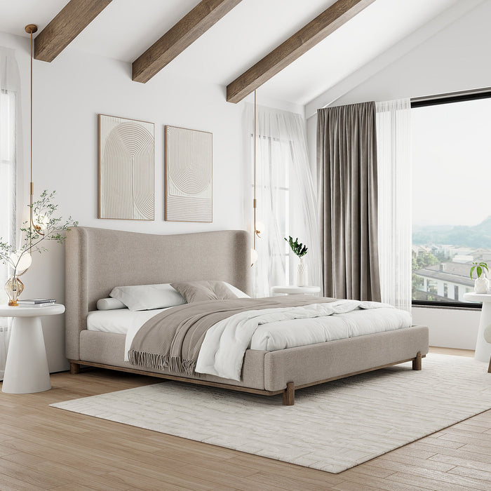 Isadora 78" Platform Bed Dark Beige