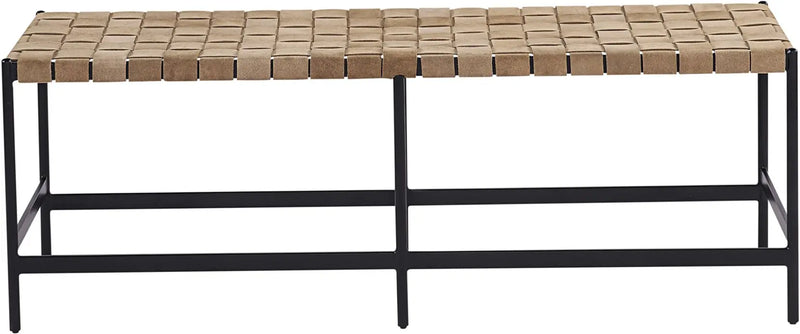 Omari Bench Sueded Light Tan Leather