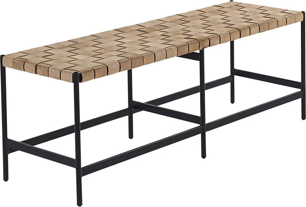 Omari Bench Sueded Light Tan Leather