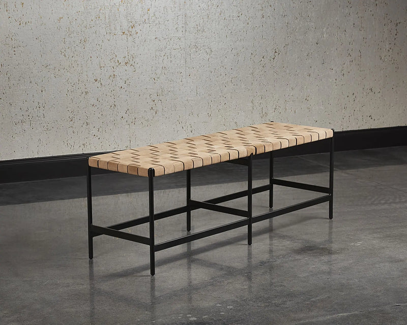 Omari Bench Sueded Light Tan Leather