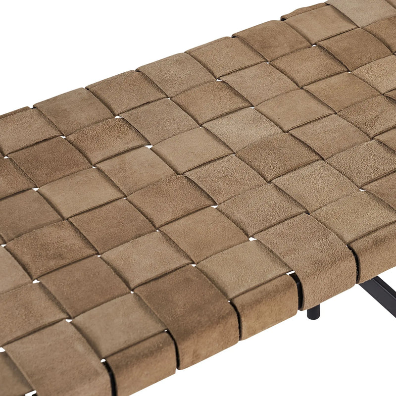 Omari Bench Sueded Light Tan Leather