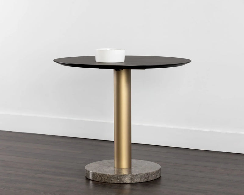 Monaco Bistro Table Gold Grey Marble / Charcoal Grey 35.5"