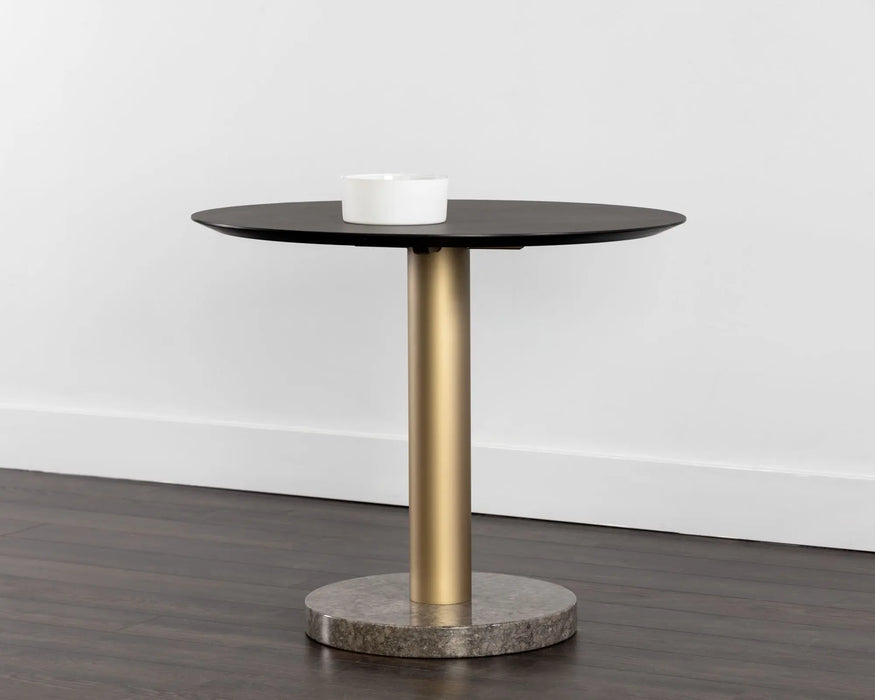 Monaco Bistro Table Gold Grey Marble / Charcoal Grey 35.5"