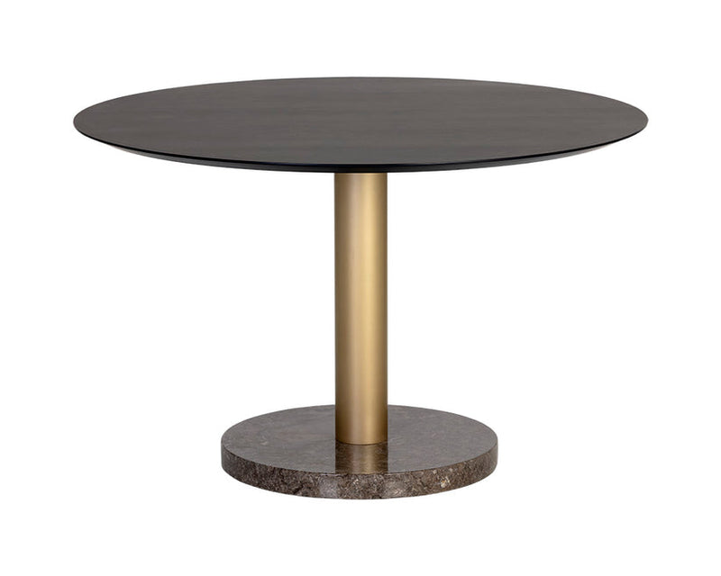 Monaco Dining Table Gold Grey Marble / Charcoal Grey 48"