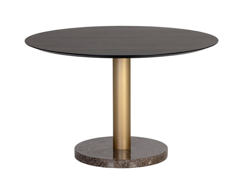 Monaco Dining Table Gold Grey Marble / Charcoal Grey 48"