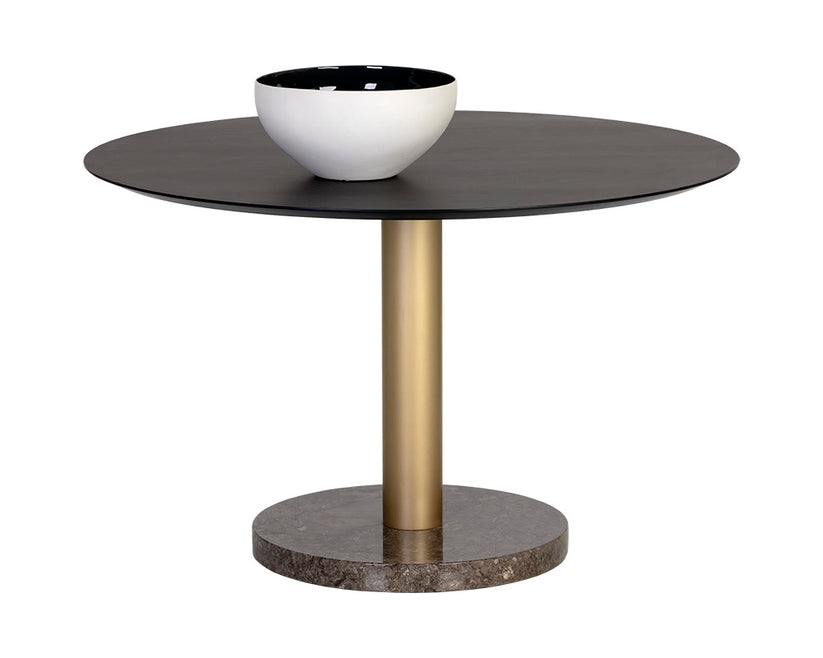 Monaco Dining Table Gold Grey Marble / Charcoal Grey 48"