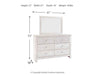 Paxberry - Dresser, Mirror - Medallion Drawer Pulls - Whitewash