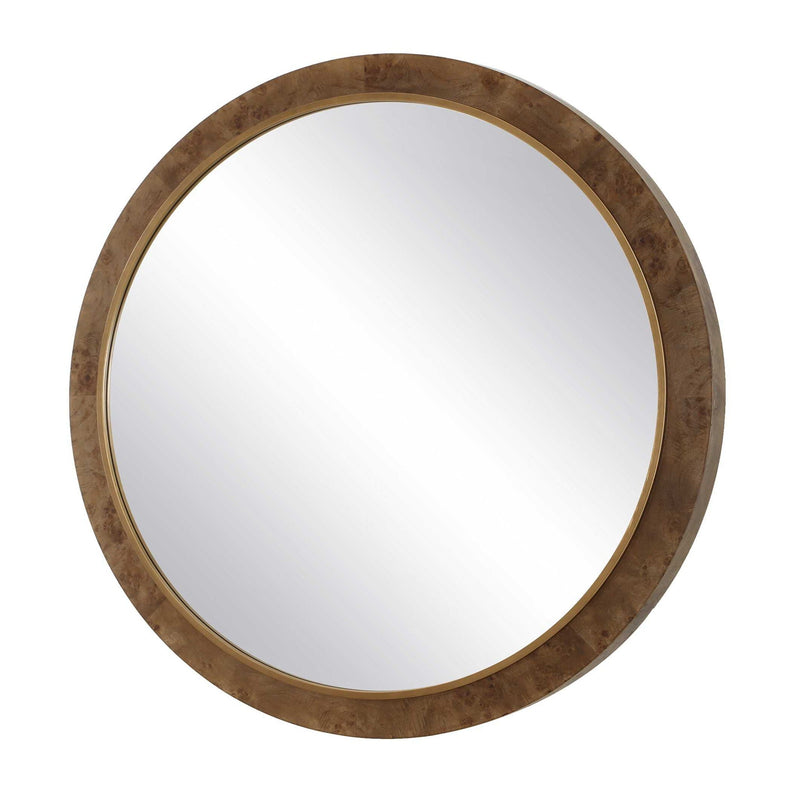 Cleveland - Round Burl Wood Mirror - Woodtone