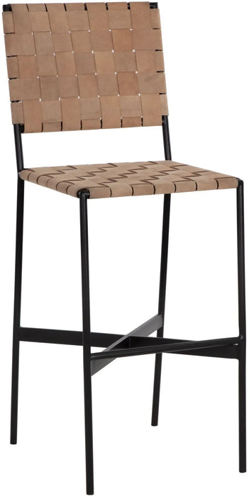 Omari Barstool Sueded Light Tan Leather