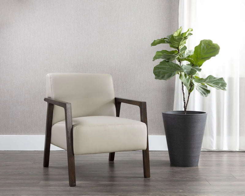 Neymar Lounge Chair Linea Light Grey Leather