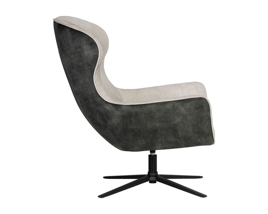 Weller Swivel Lounge Chair - Nono Cream / Nono Dark Green