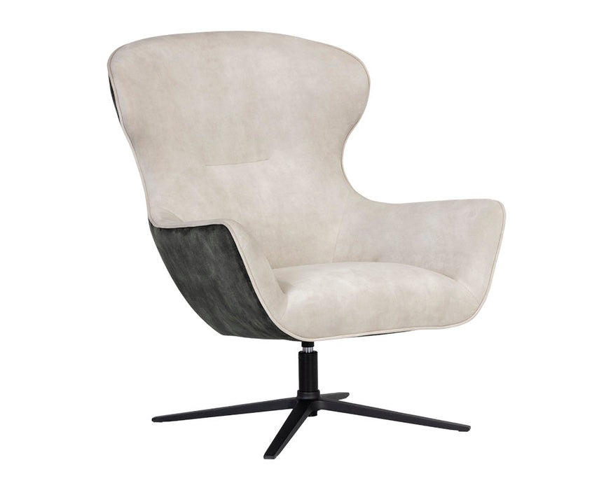 Weller Swivel Lounge Chair - Nono Cream / Nono Dark Green