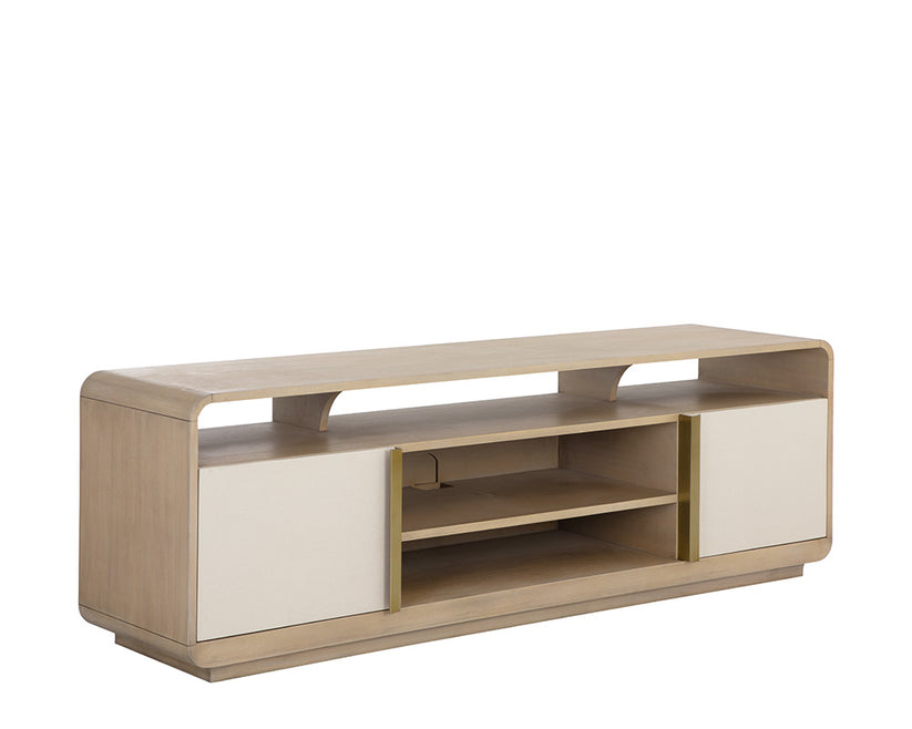 Kayden Media Console and Cabinet Cream Shagreen