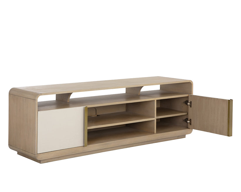 Kayden Media Console and Cabinet Cream Shagreen