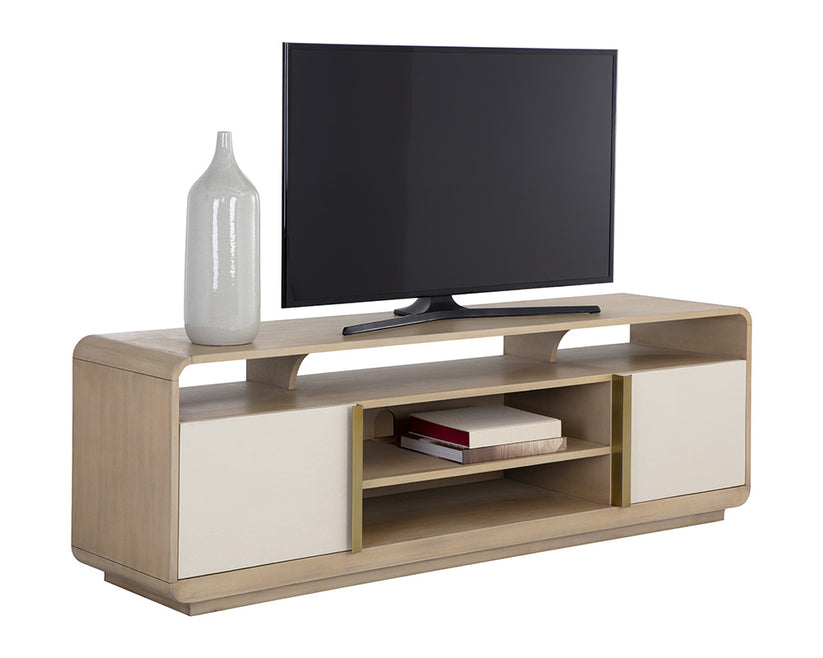 Kayden Media Console and Cabinet Cream Shagreen