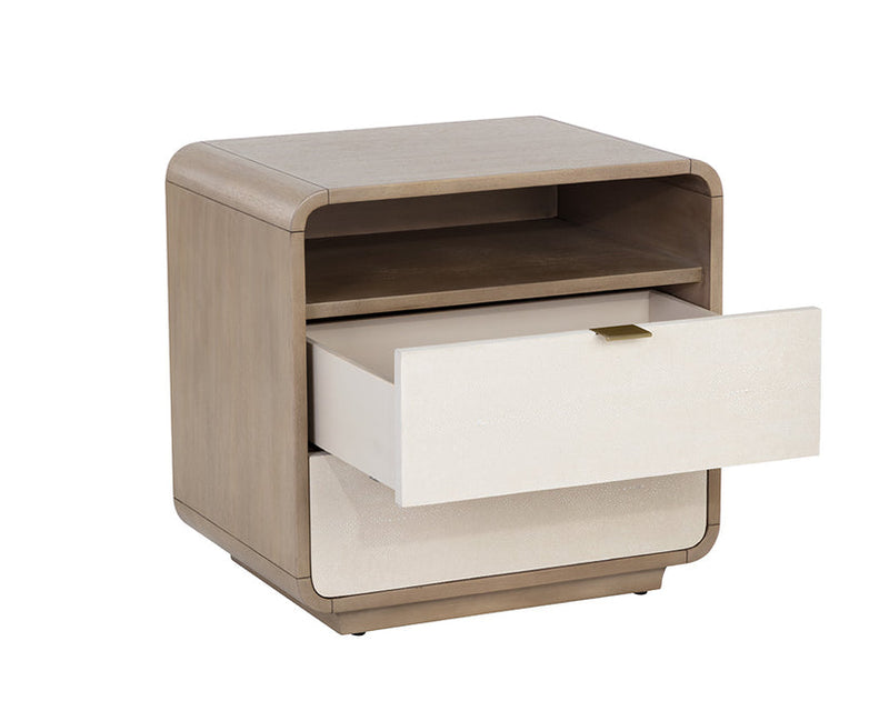 Kayden Nightstand Cream Shagreen