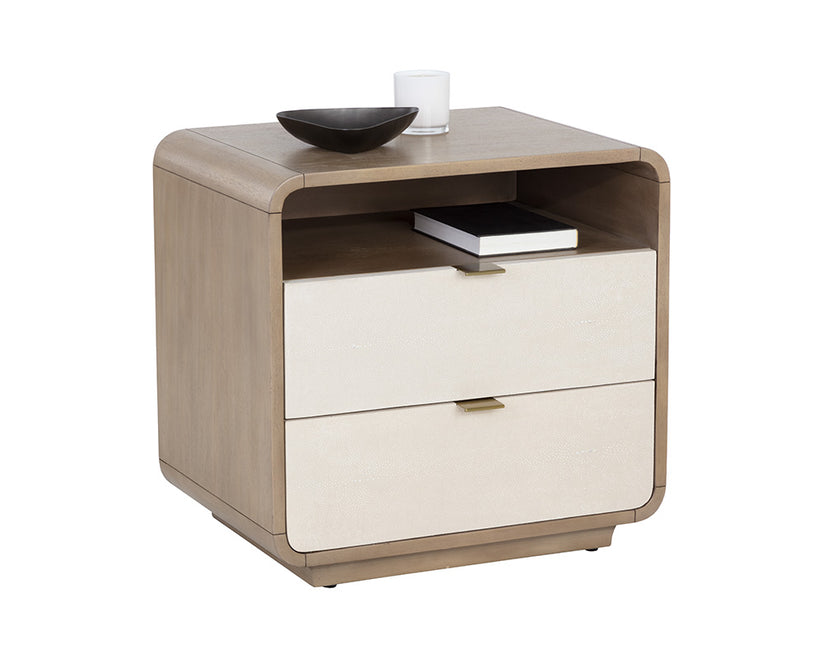 Kayden Nightstand Cream Shagreen