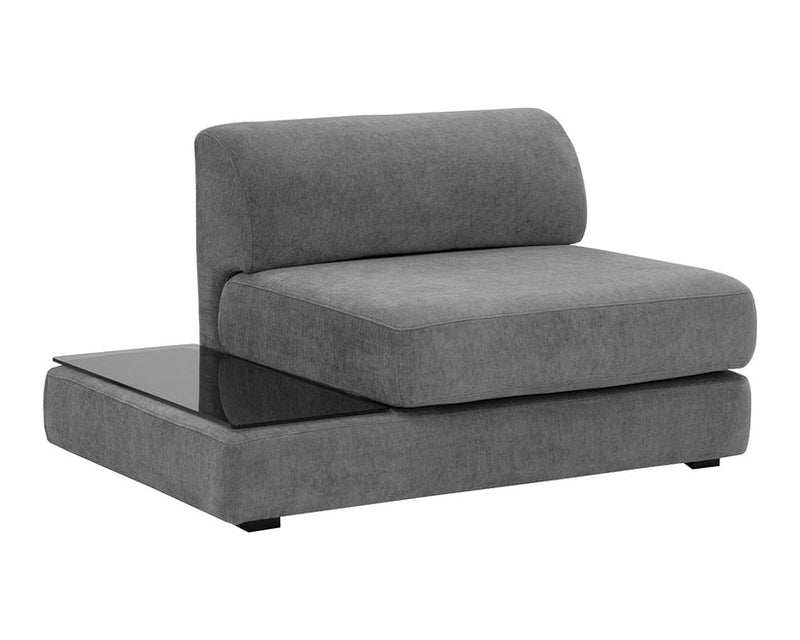 Harmony Modular  Armless Chair  Left Shelf  Danny Dark Grey