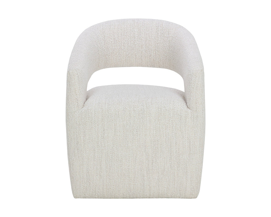 Lloret Wheeled Dining Armchair - Merino Pearl