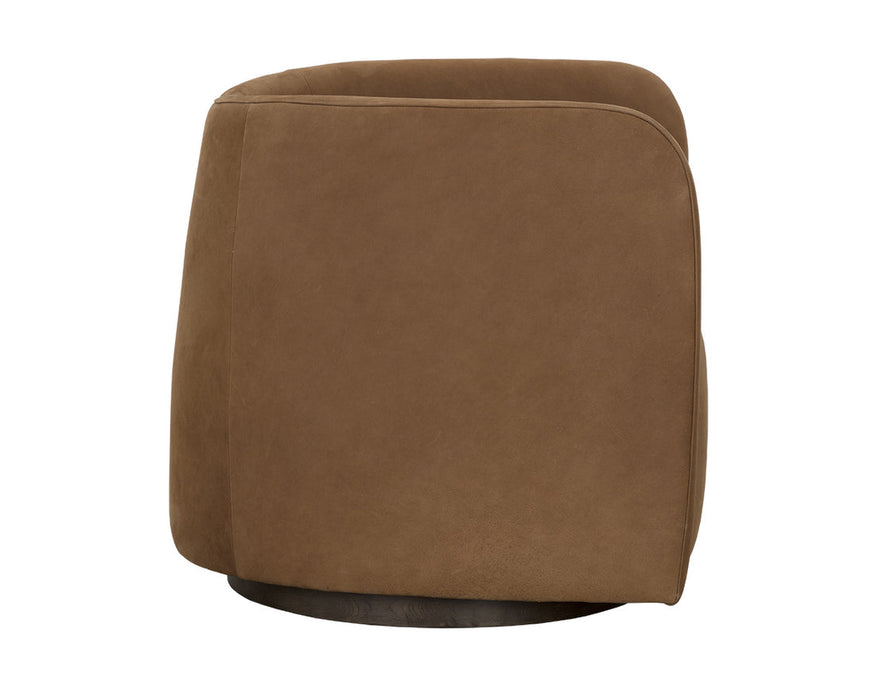 Emilie Swivel Lounge Chair - Nubuck Caramel Leather