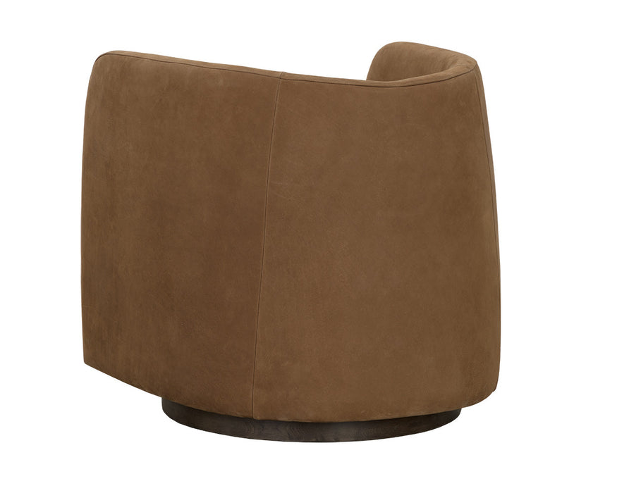Emilie Swivel Lounge Chair - Nubuck Caramel Leather