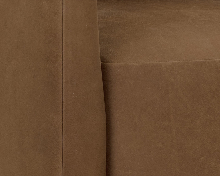 Emilie Swivel Lounge Chair - Nubuck Caramel Leather