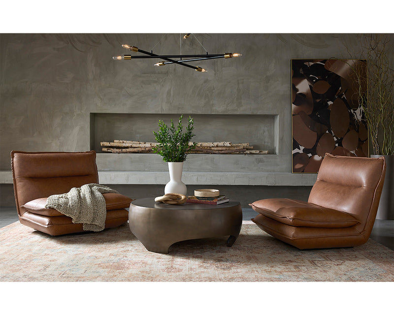 Colson Swivel Armless Chair - Cognac Leather