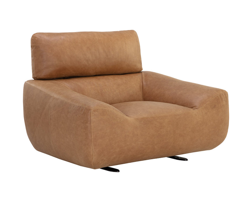 Paget Glider Lounge Chair - Camel Leather