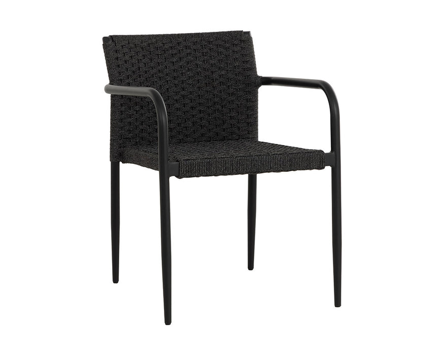 Casella Stackable Dining Armchair - Black - Dark Grey