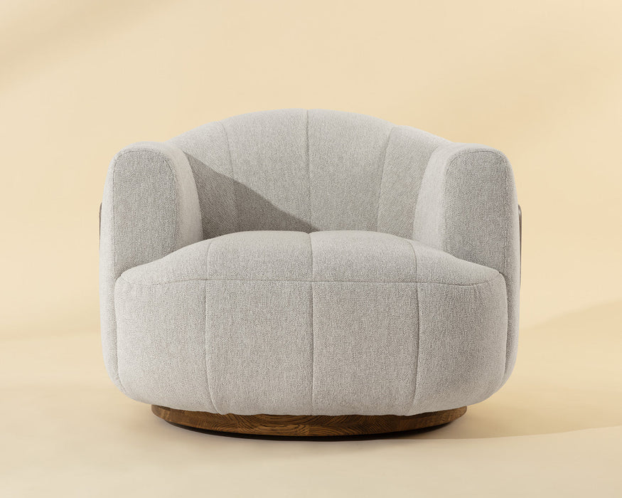 Tadeo Swivel Armchair - Warm Brown - Dove Cream