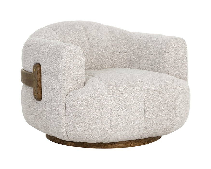 Tadeo Swivel Armchair - Warm Brown - Dove Cream