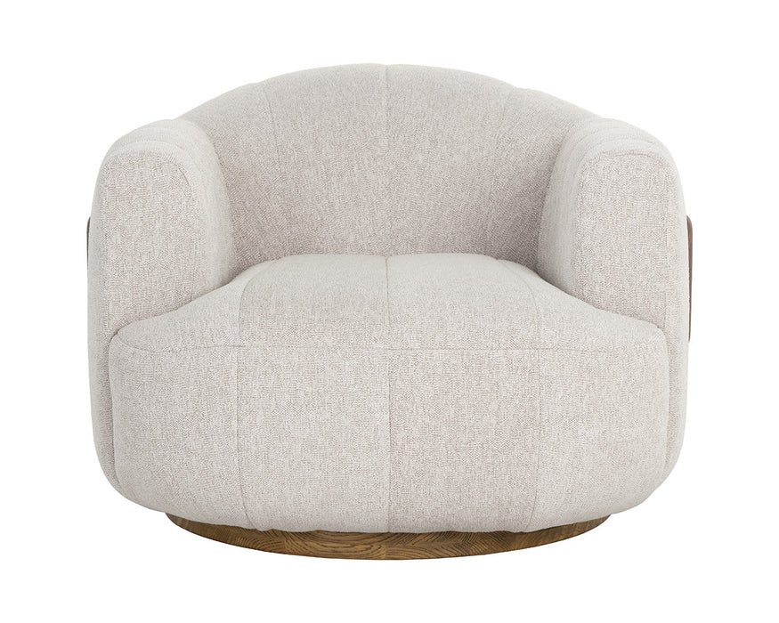 Tadeo Swivel Armchair - Warm Brown - Dove Cream