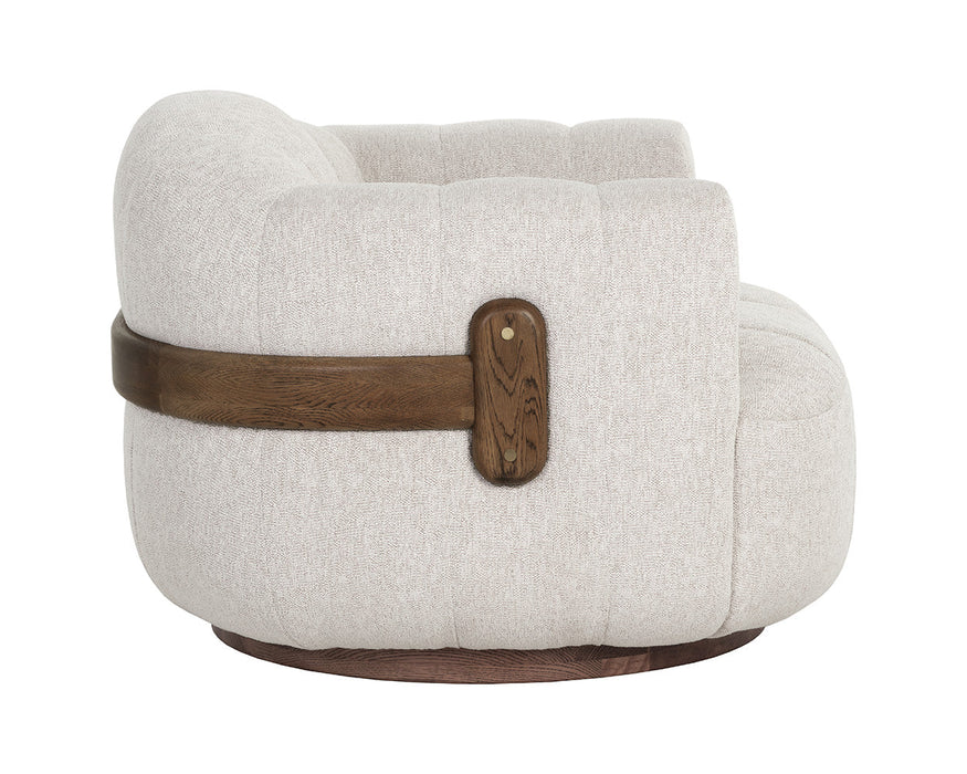 Tadeo Swivel Armchair - Warm Brown - Dove Cream
