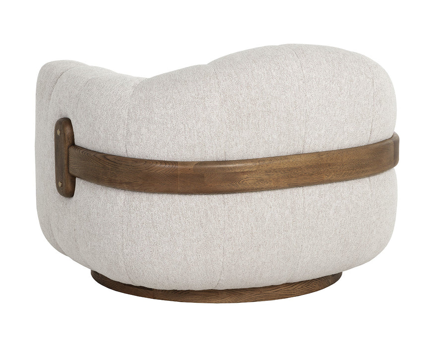 Tadeo Swivel Armchair - Warm Brown - Dove Cream