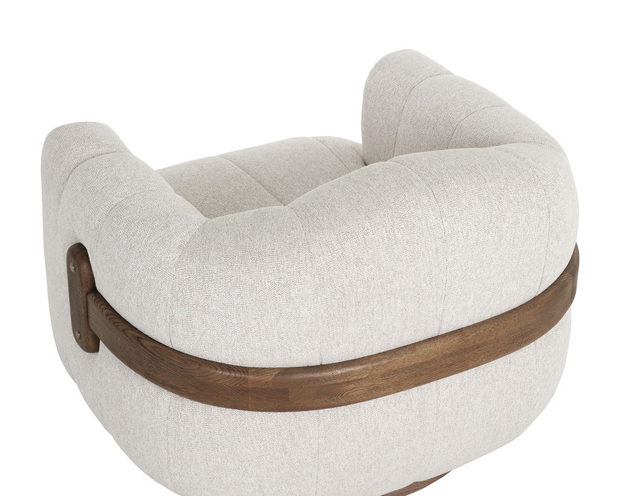 Tadeo Swivel Armchair - Warm Brown - Dove Cream