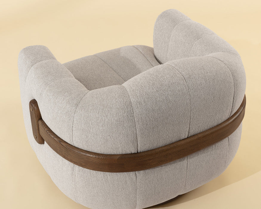 Tadeo Swivel Armchair - Warm Brown - Dove Cream