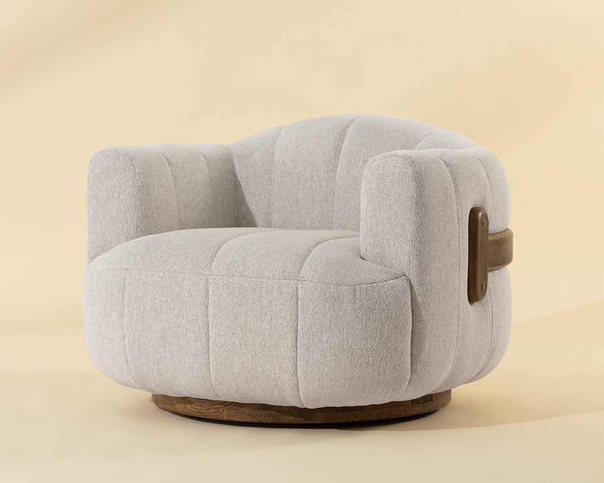 Tadeo Swivel Armchair - Warm Brown - Dove Cream