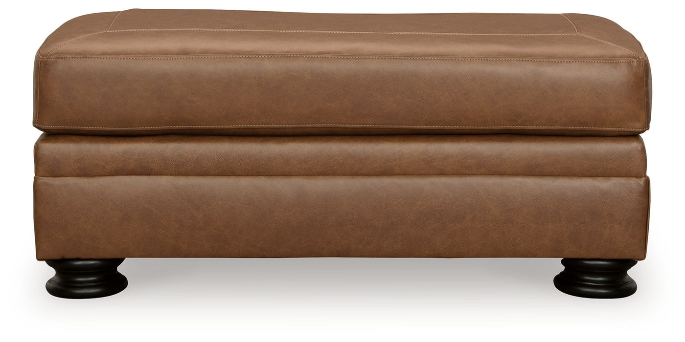 Carianna Leather Ottoman - Caramel